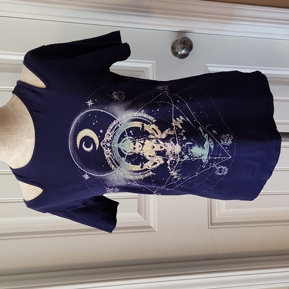 title unknown Tops - Purple Moon Goddess Cold Shoulder Top